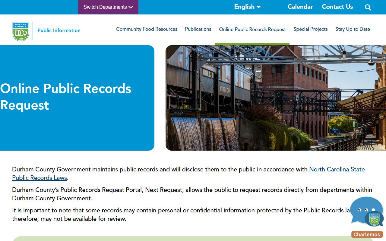 Durham County online records request portal for criminal history