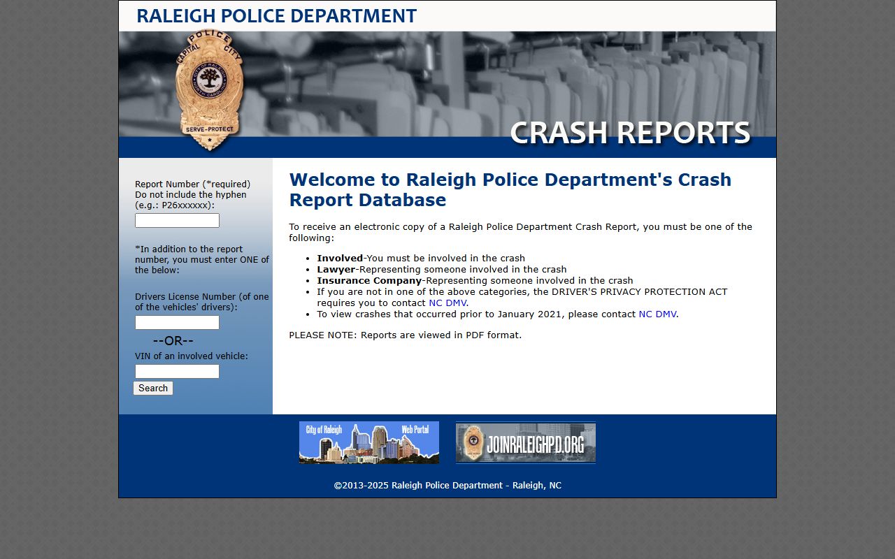 Raleigh crash reports online portal