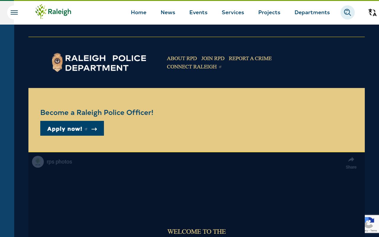 Raleigh Police Department website for criminal history information