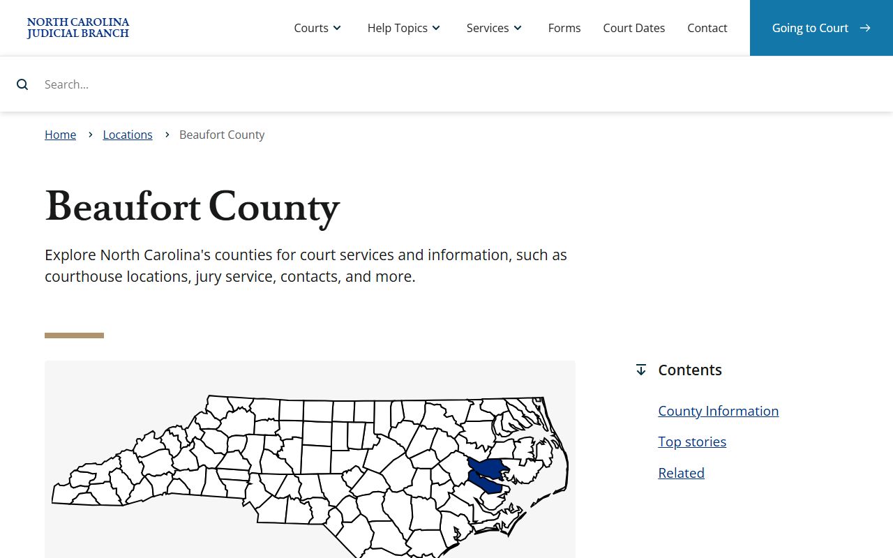 Beaufort County courthouse and court system for criminal history searches in Washington North Carolina