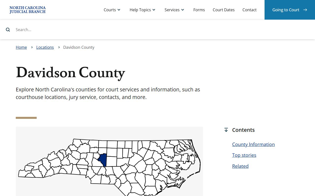 Davidson County courthouse and criminal history records in Lexington North Carolina