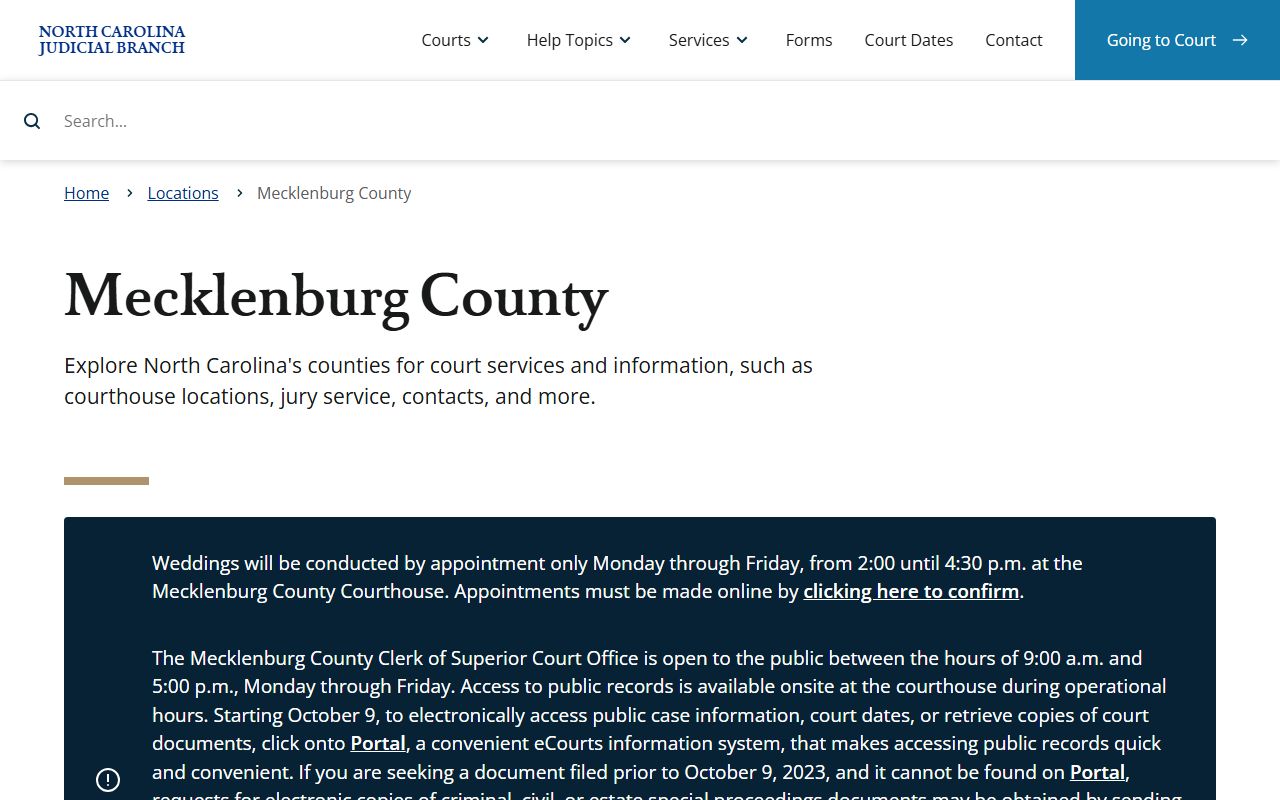 Mecklenburg County courthouse and criminal history records in Charlotte North Carolina