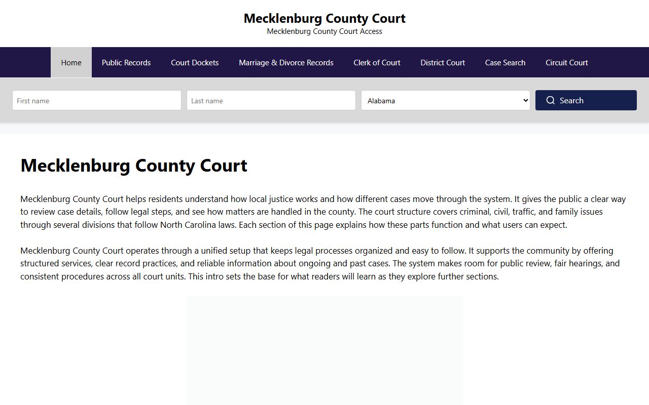 Mecklenburg County Courts Portal for criminal history record searches