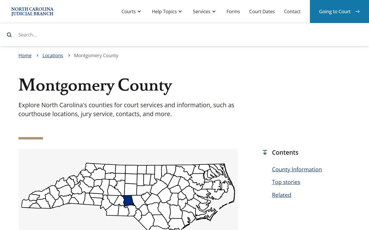 Montgomery County courthouse and criminal history records in Troy North Carolina