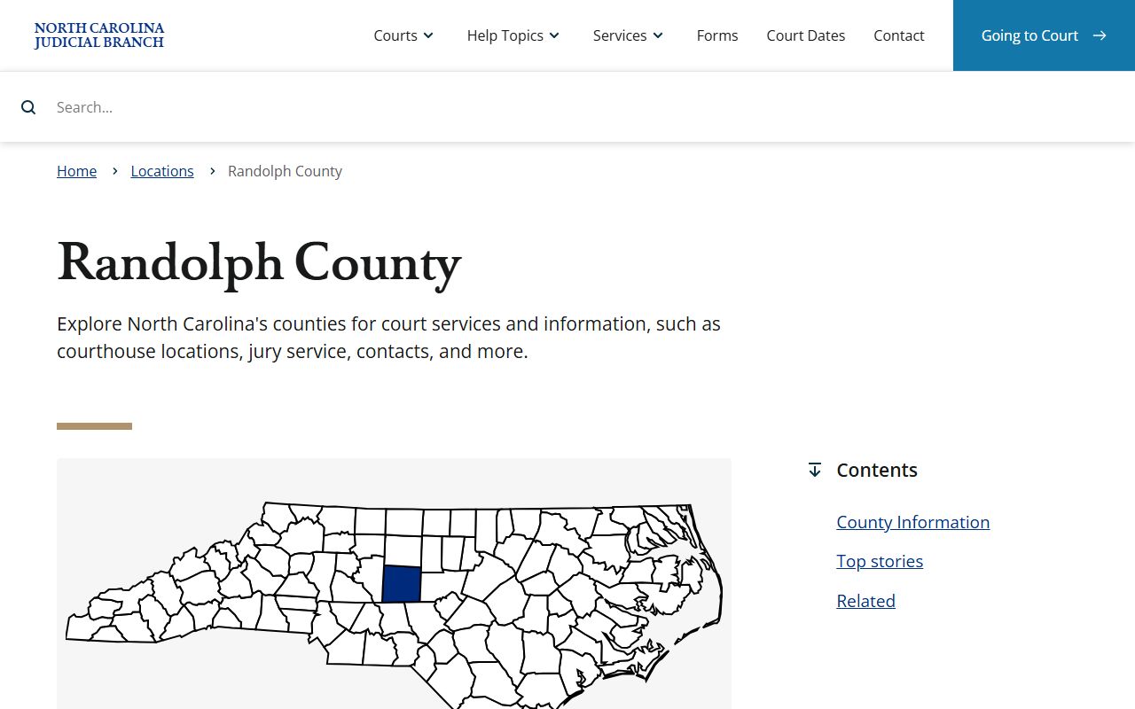 Randolph County courthouse and criminal history records in Asheboro North Carolina