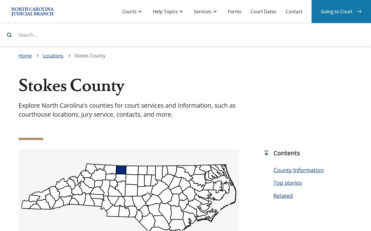 Stokes County courthouse and criminal history records in Danbury North Carolina